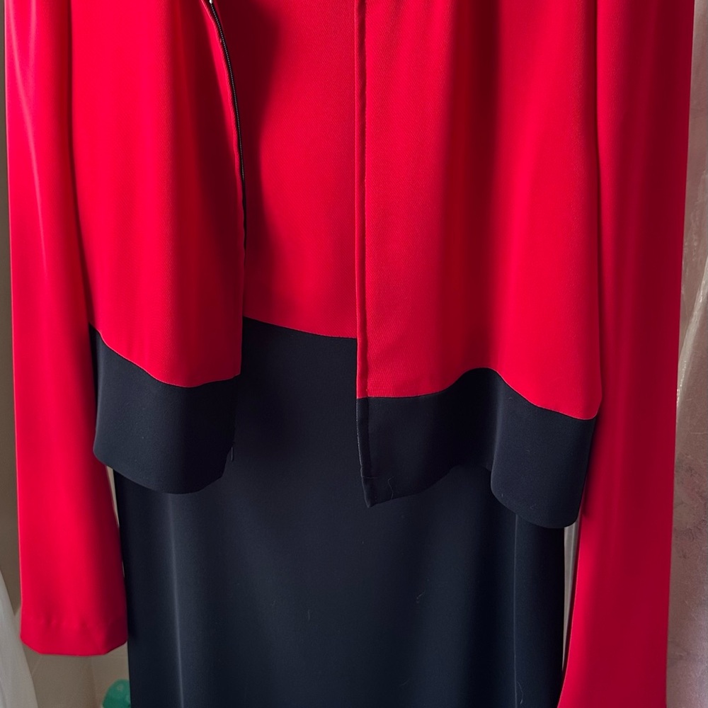 Elegant Red and Black Dress with Jacket